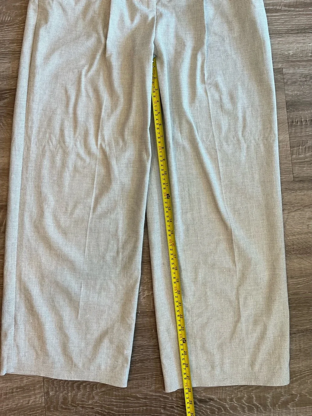 Mango white size 10 tan gingham paper bag pleated linen blend pants